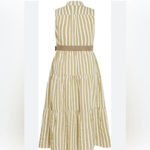 City Chic Cream and Tan Striped Dress
